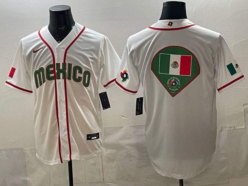 Men 2026 World Cub Mexico Blank White Game Nike MLB Jersey style 0014->more jerseys->MLB Jersey
